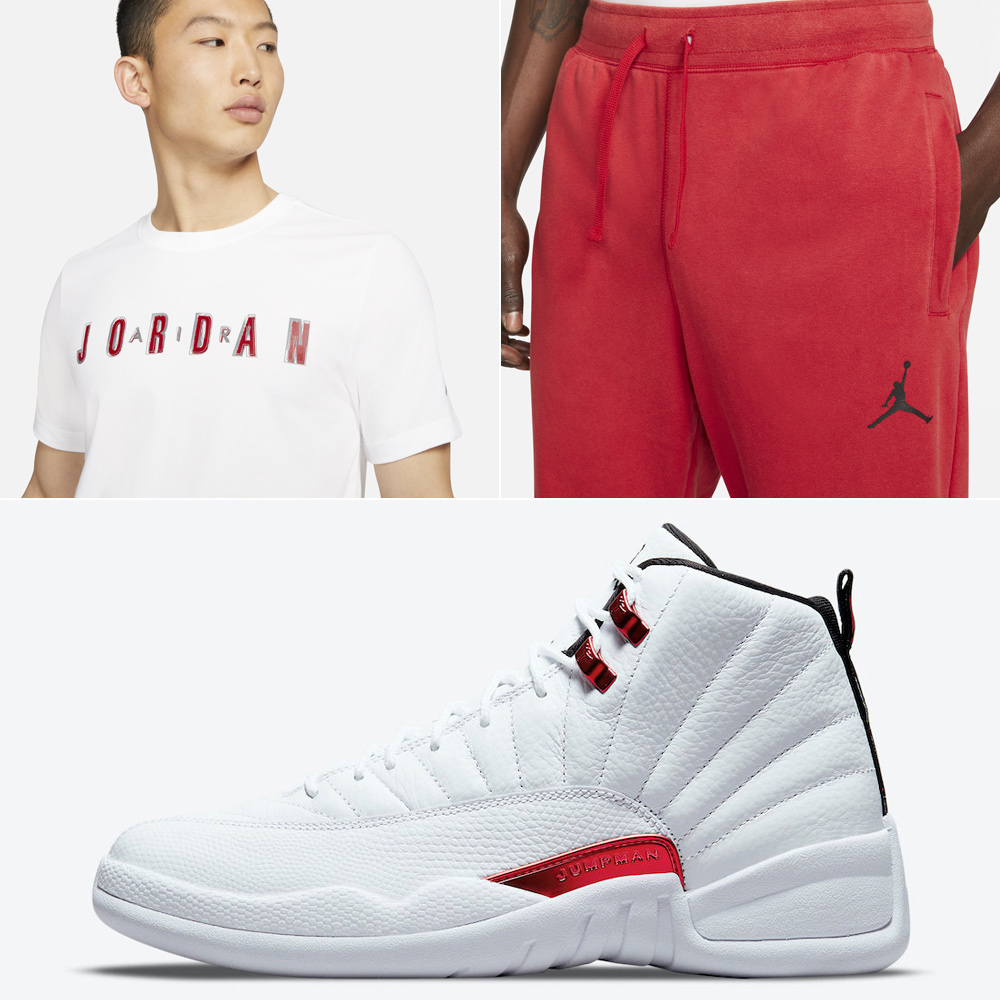 jordan-12-twist-white-metallic-red-shirt-pants-match