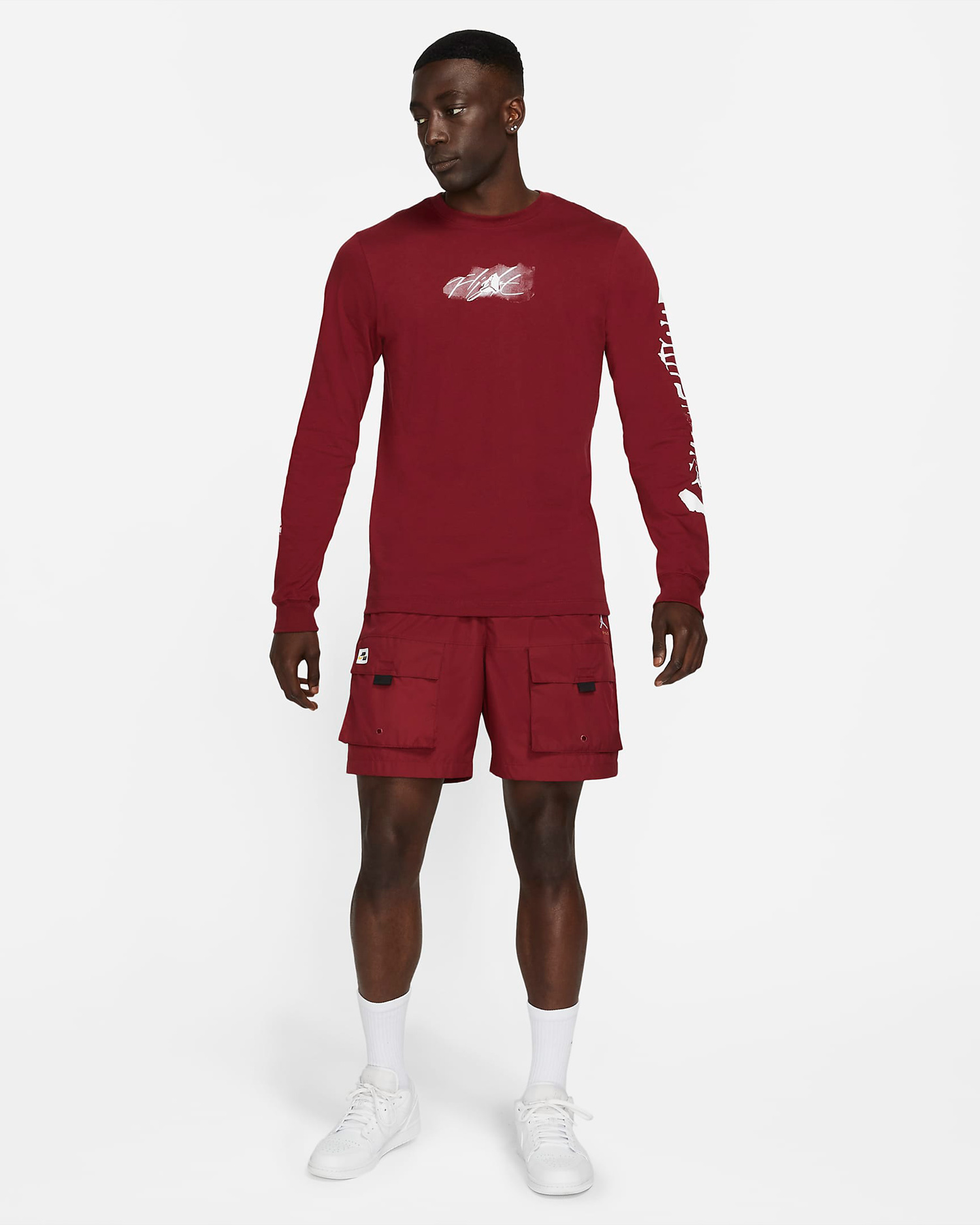 jordan-team-red-jumpman-flight-long-sleeve-shirt-shorts-outfit