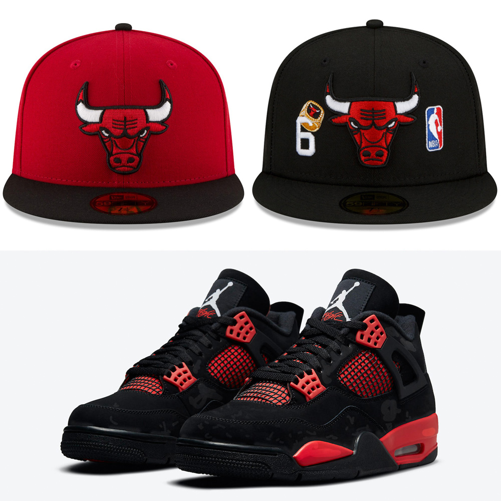 air-jordan-4-red-thunder-bulls-hats