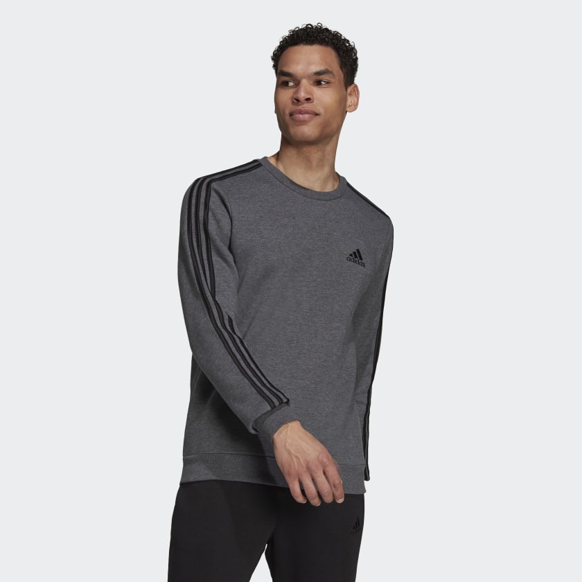 adidas-Essentials_Fleece_3-Stripes_Sweatshirt_Grey_H12166_21_model