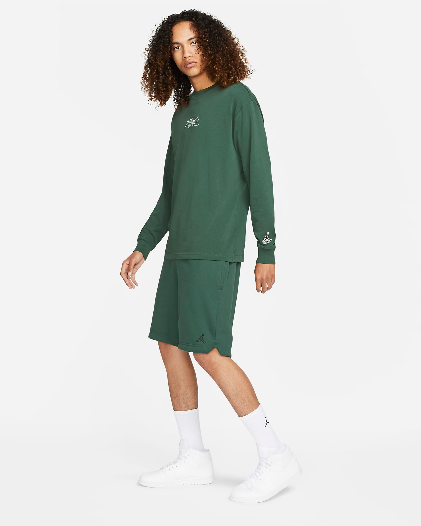 jordan-noble-green-flight-essentials-long-sleeve-shirt-shorts-outfit
