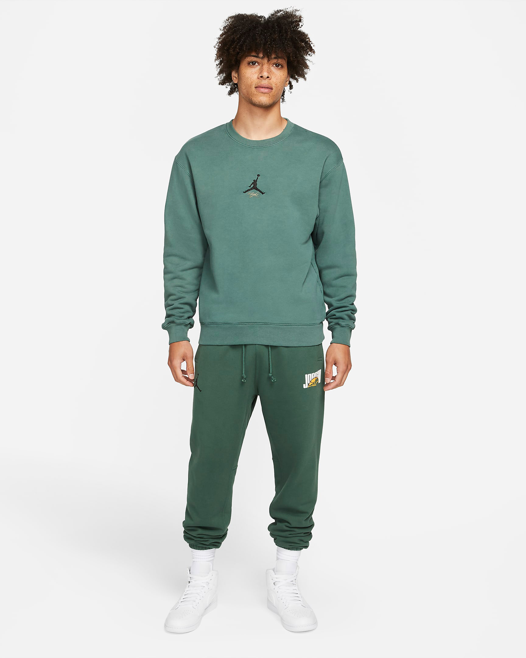 jordan-noble-green-flight-heritage-sweatshirt-pants-outfit