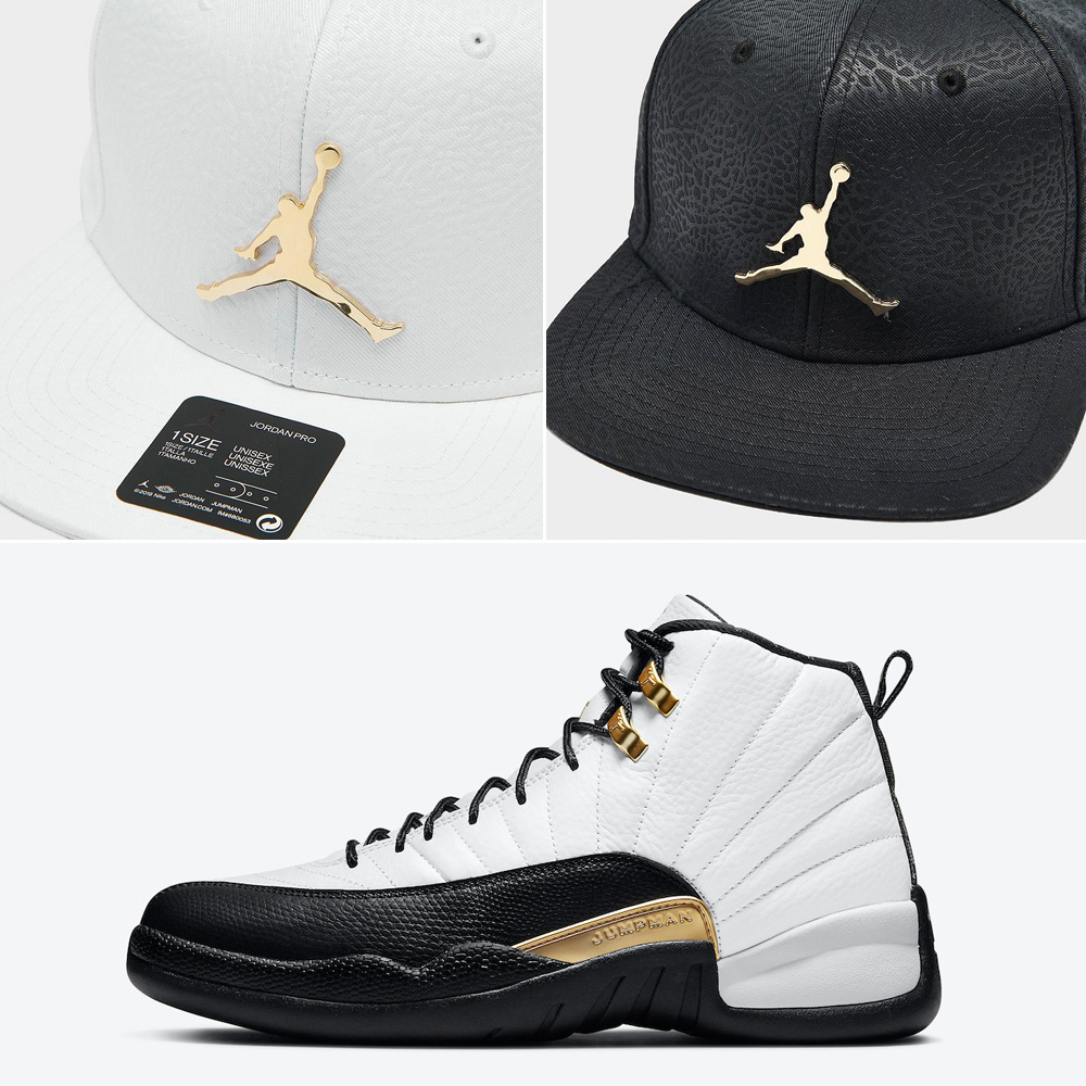 air-jordan-12-royalty-white-black-gold-hats