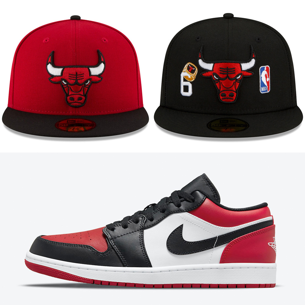 air-jordan-1-low-bred-toe-chicago-bulls-fitted-hats