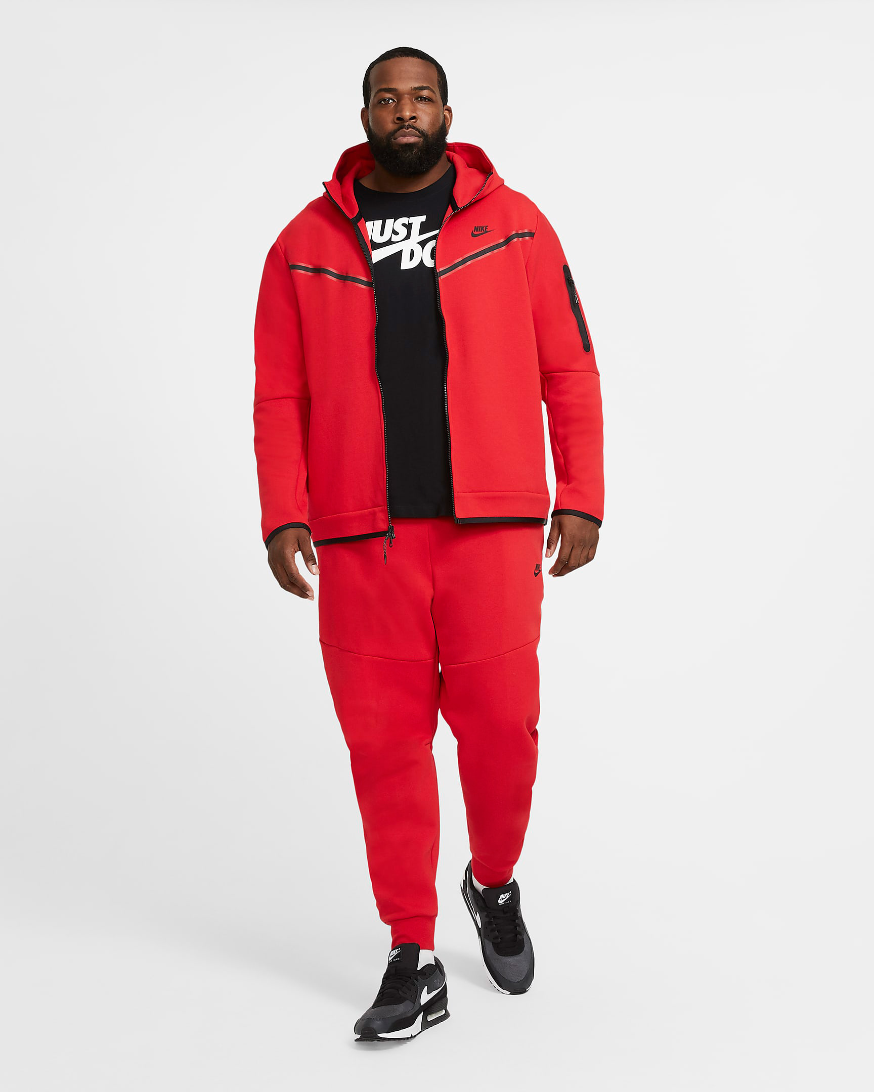 nike tech fleece hoodie pants red black