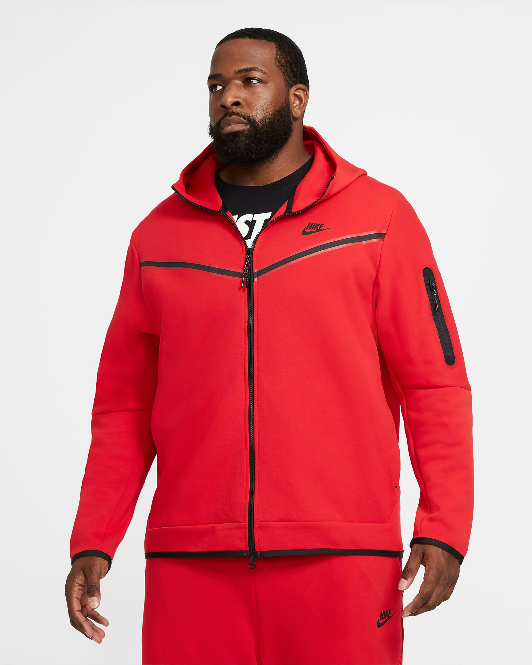 nike tech fleece hoodie red black
