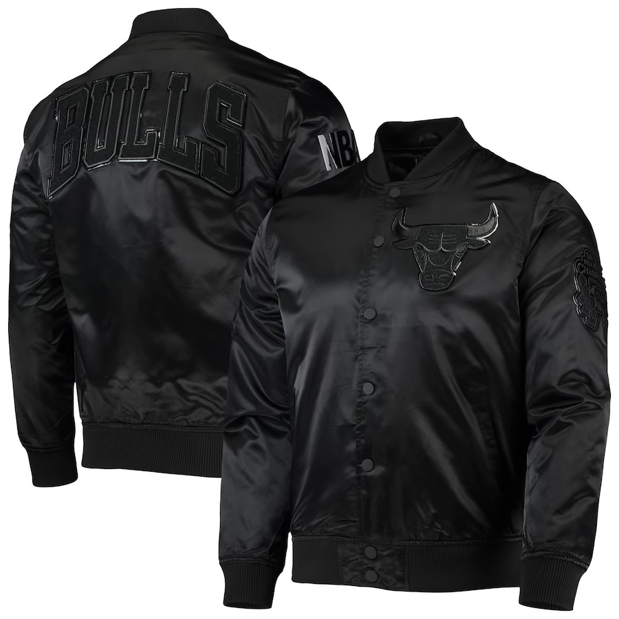 chicago-bulls-pro-standard-triple-black-satin-jacket