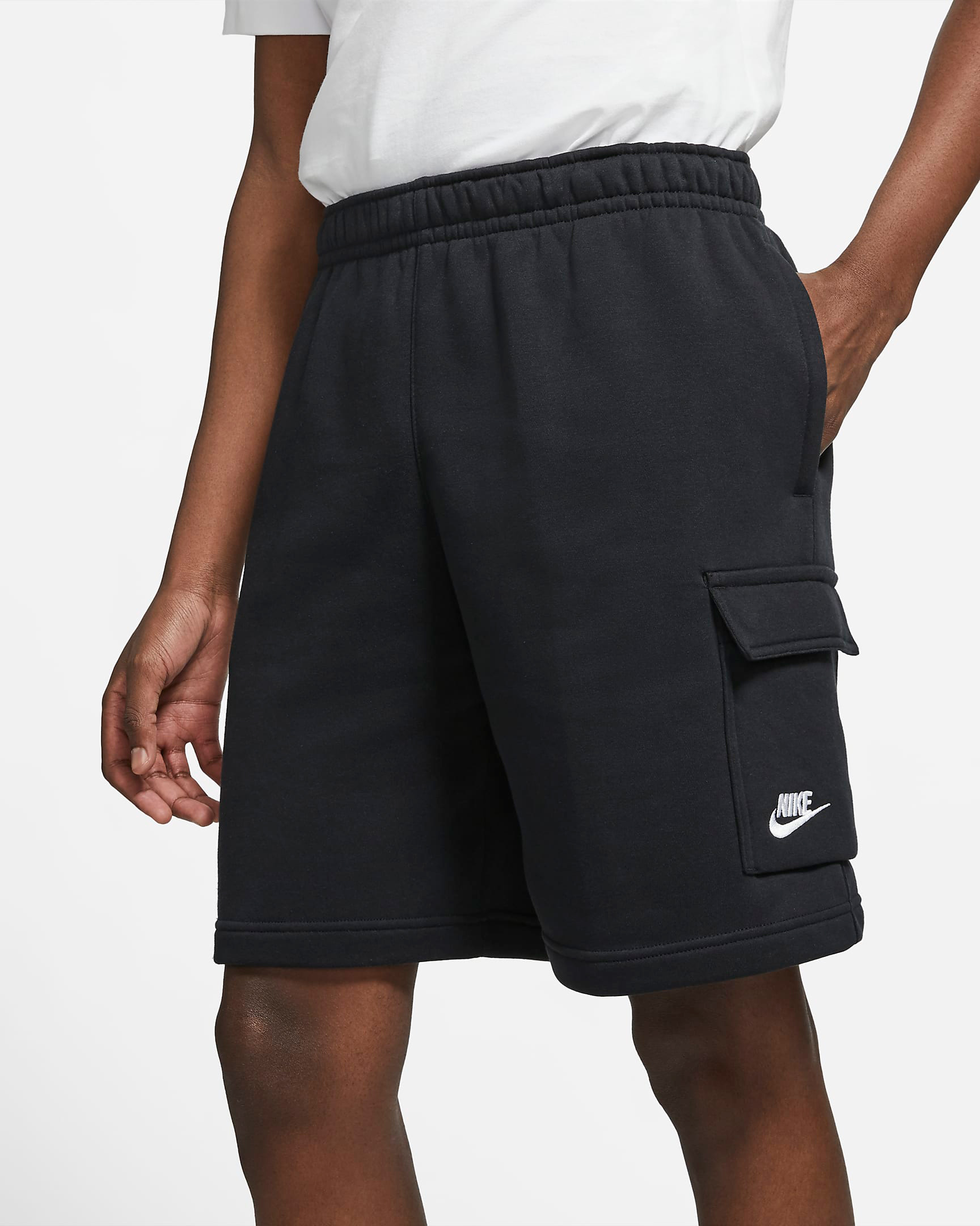 nike-club-fleece-cargo-shorts-black-white