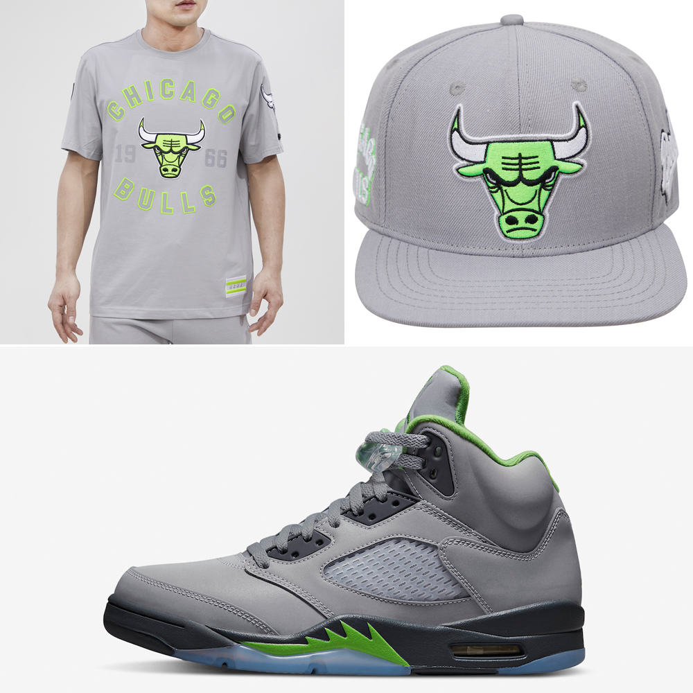 air-jordan-5-green-bean-bulls-shirt-hat-outfit
