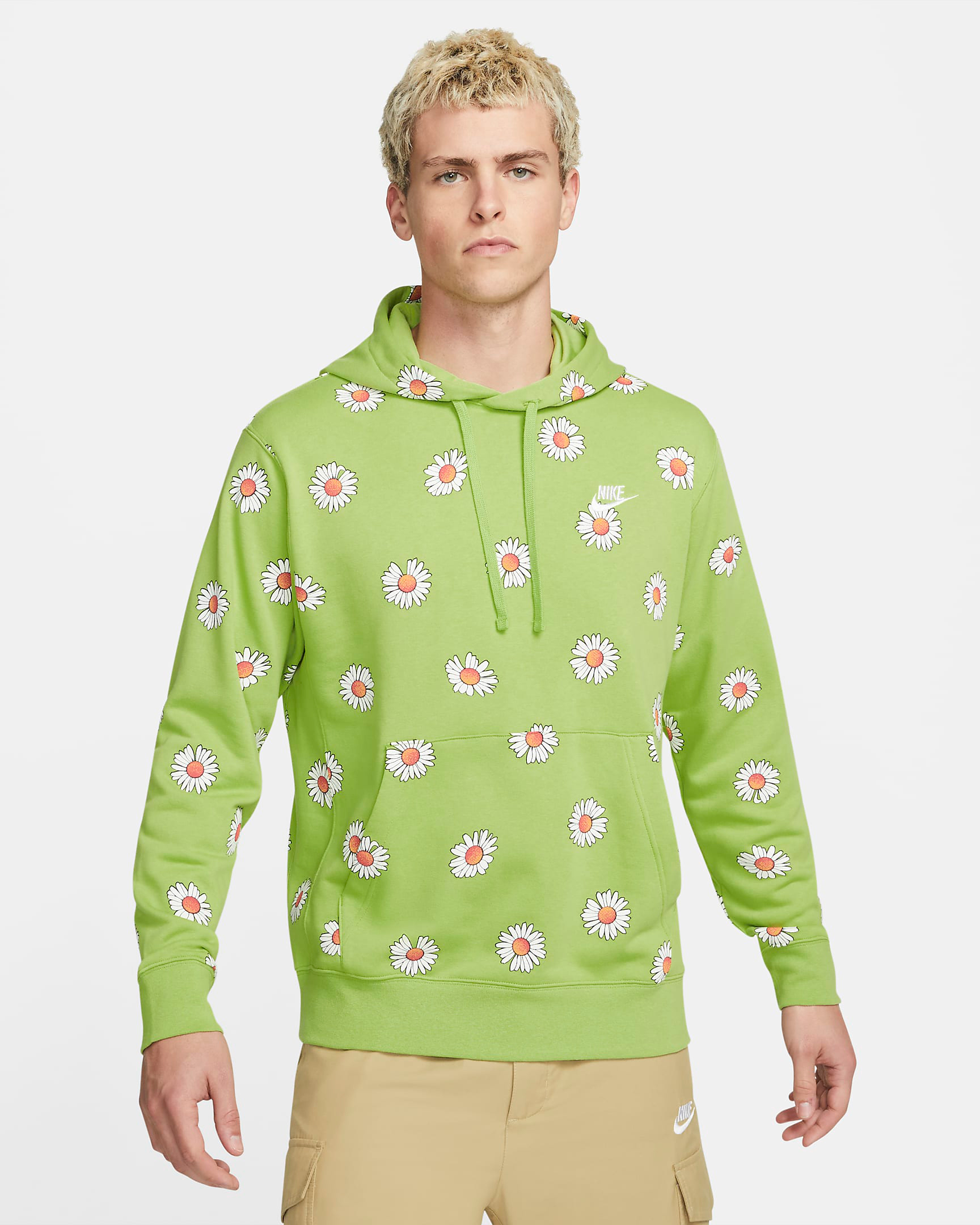 nike-vivid-green-club-fleece-flower-hoodie