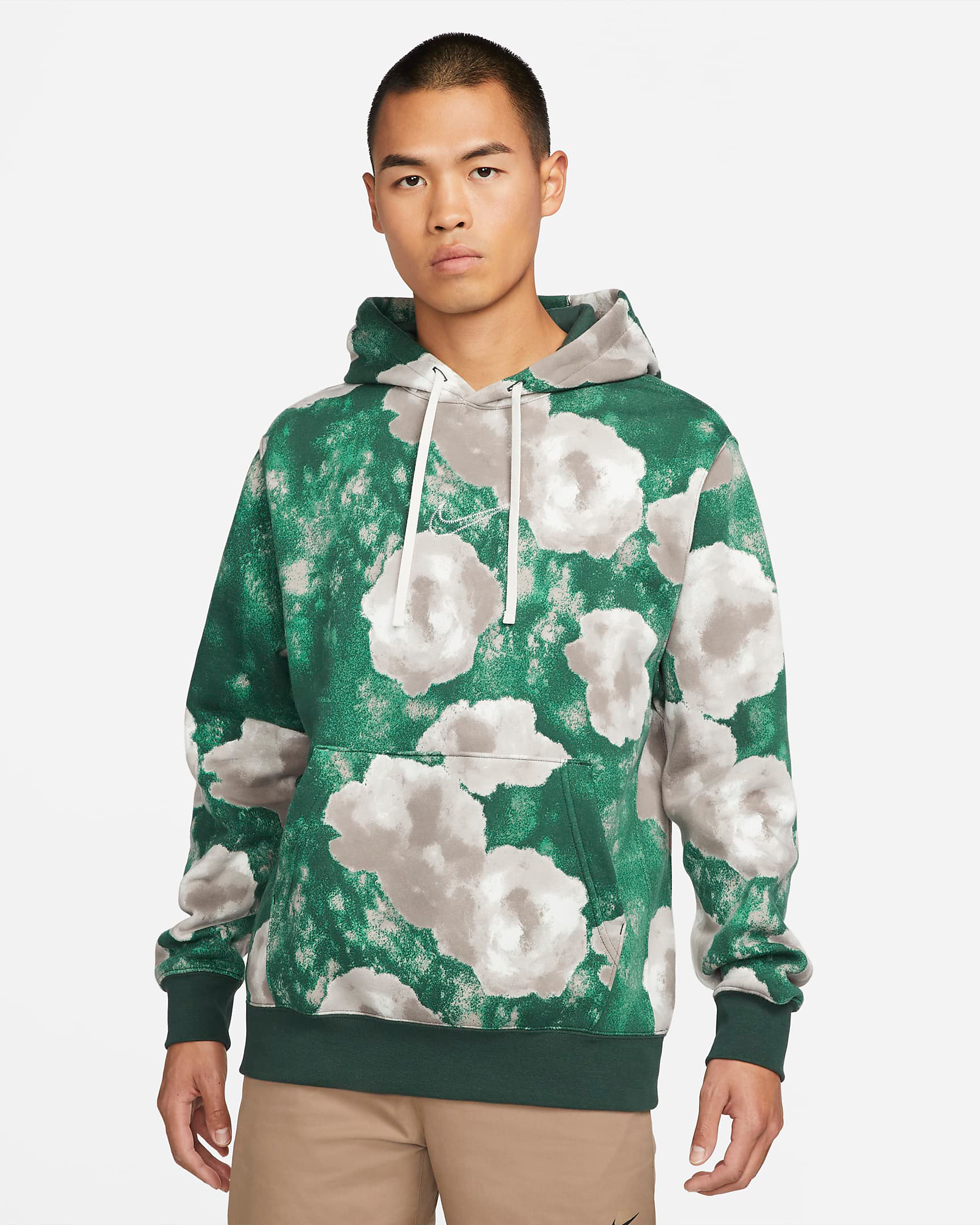 nike-club-fleece-floral-hoodie-pro-green