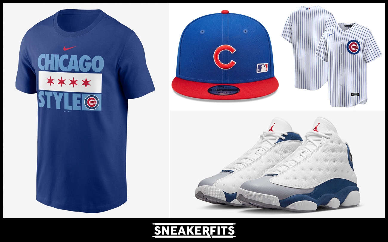air-jordan-13-french-blue-chicago-cubs-hats-shirts-outfits
