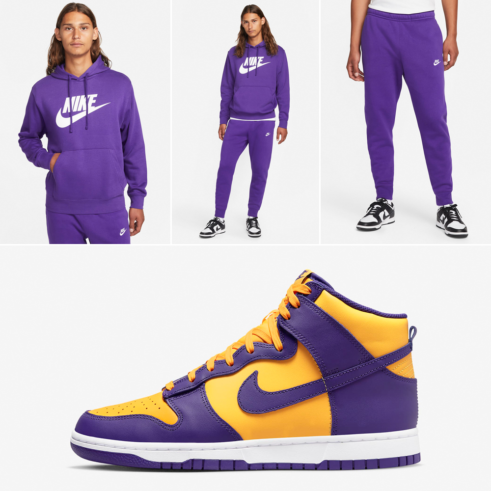 nike dunk high lakers outfit
