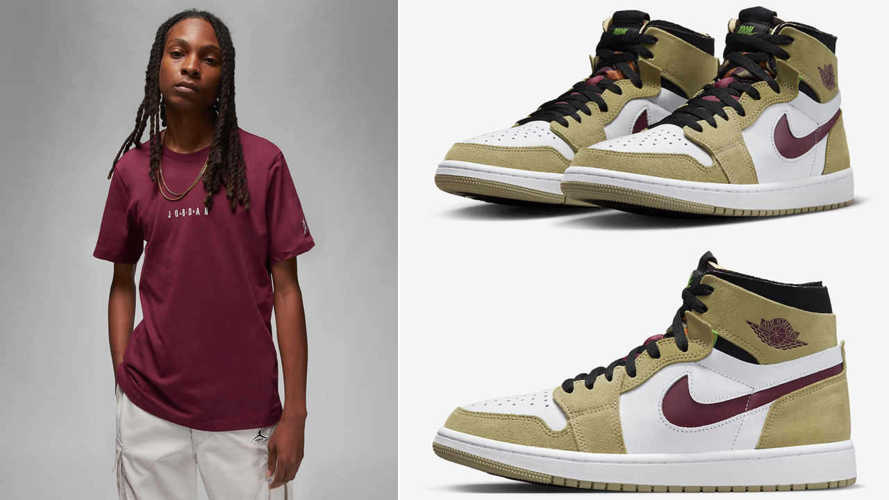 Air-Jordan-1-Zoom-CMFT-Neutral-Olive-Cherrywood-Red-Shirts-and-Outfits