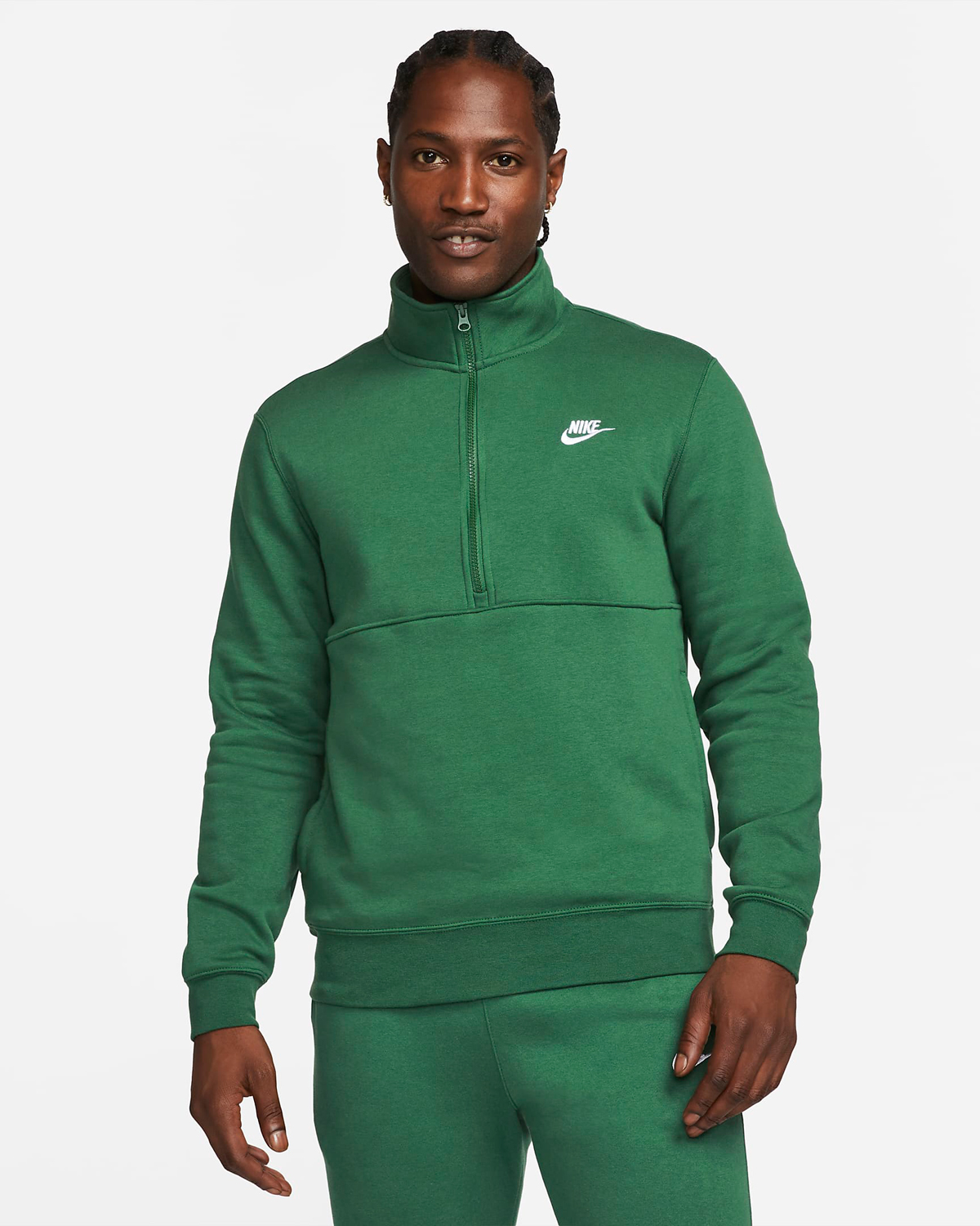 Nike-Sportswear-Club-Half-Zip-Pullover-Shirt-Gorge-Green