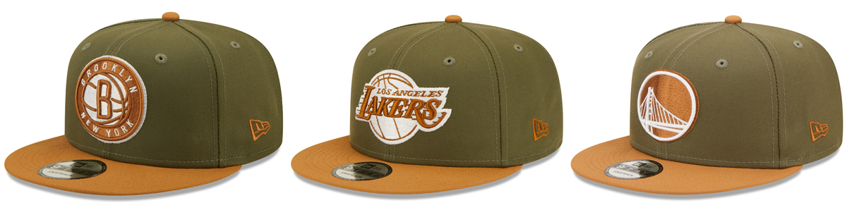 New-Era-NBA-Olive-Brown-Hats