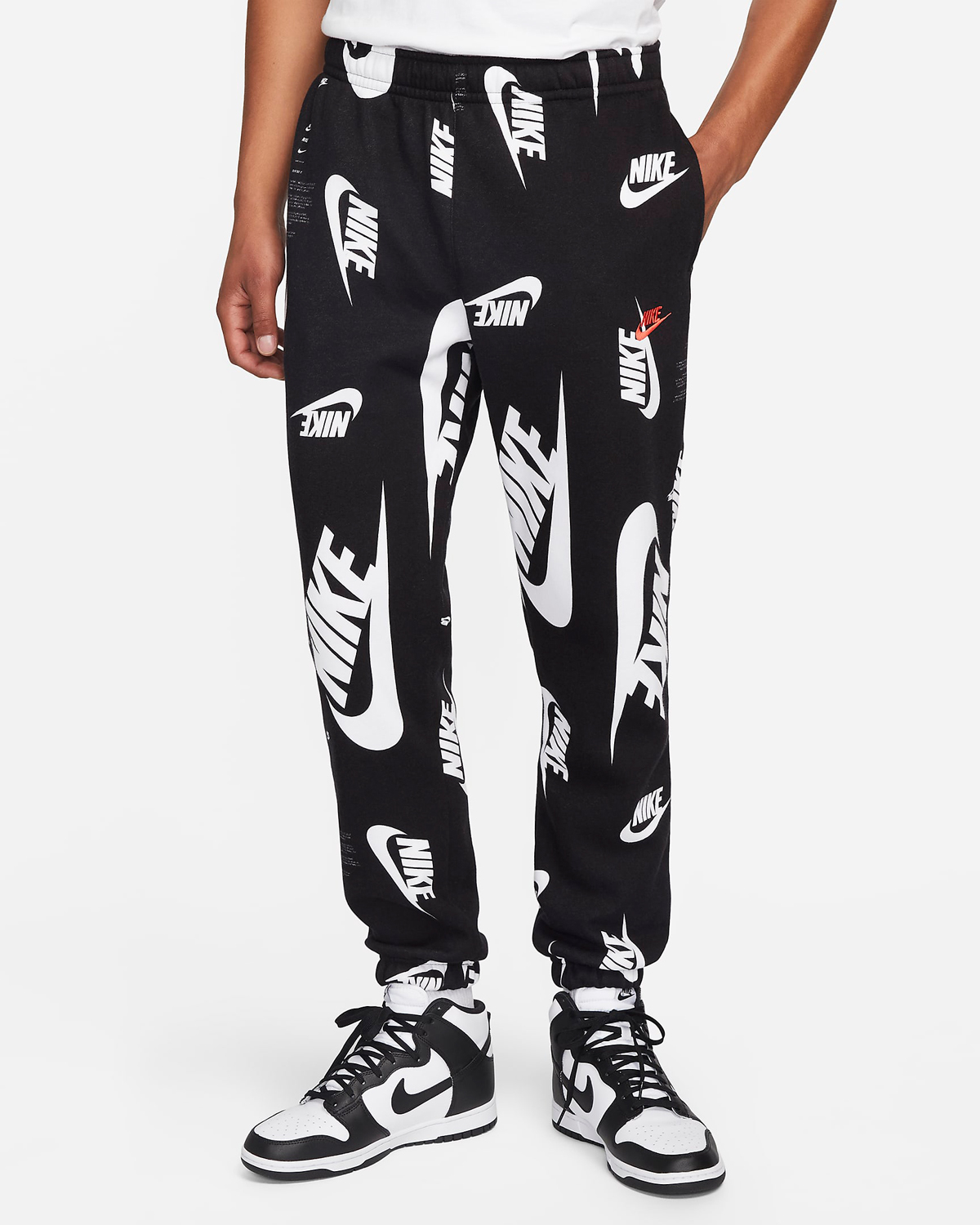 Nike-Club-Fleece-Allover-Print-Pants-Black-White-1