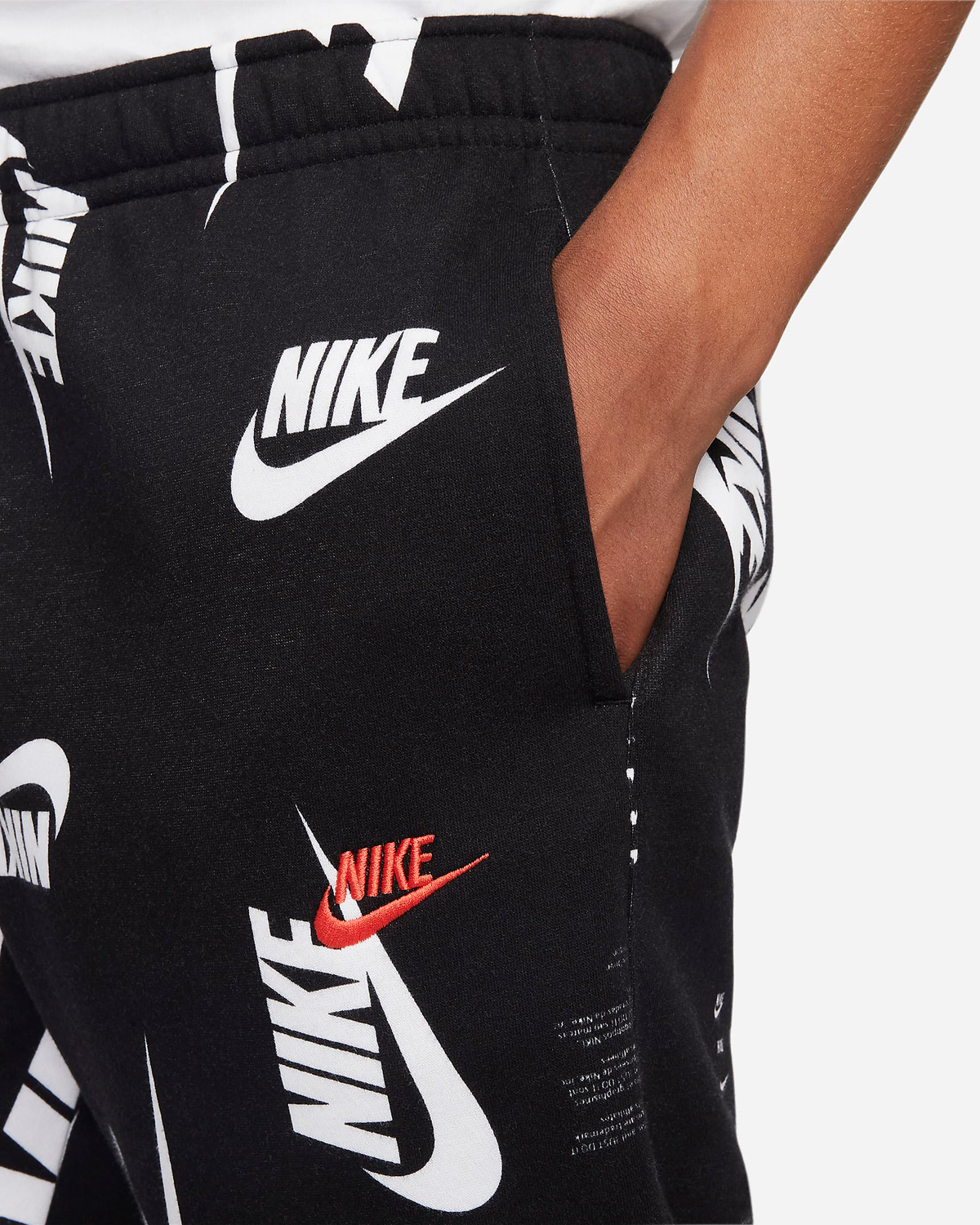 Nike-Club-Fleece-Allover-Print-Pants-Black-White-2