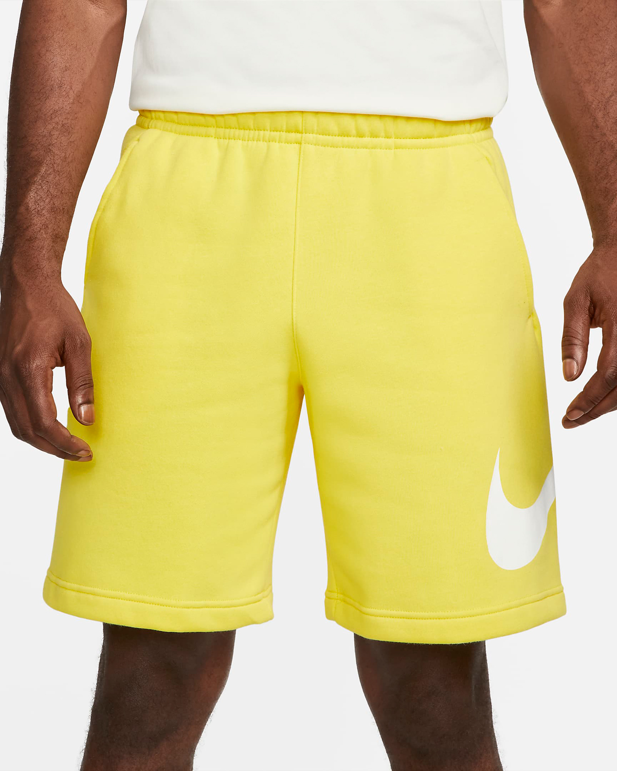 Nike-Club-Fleece-Graphic-Shorts-Yellow-Strike