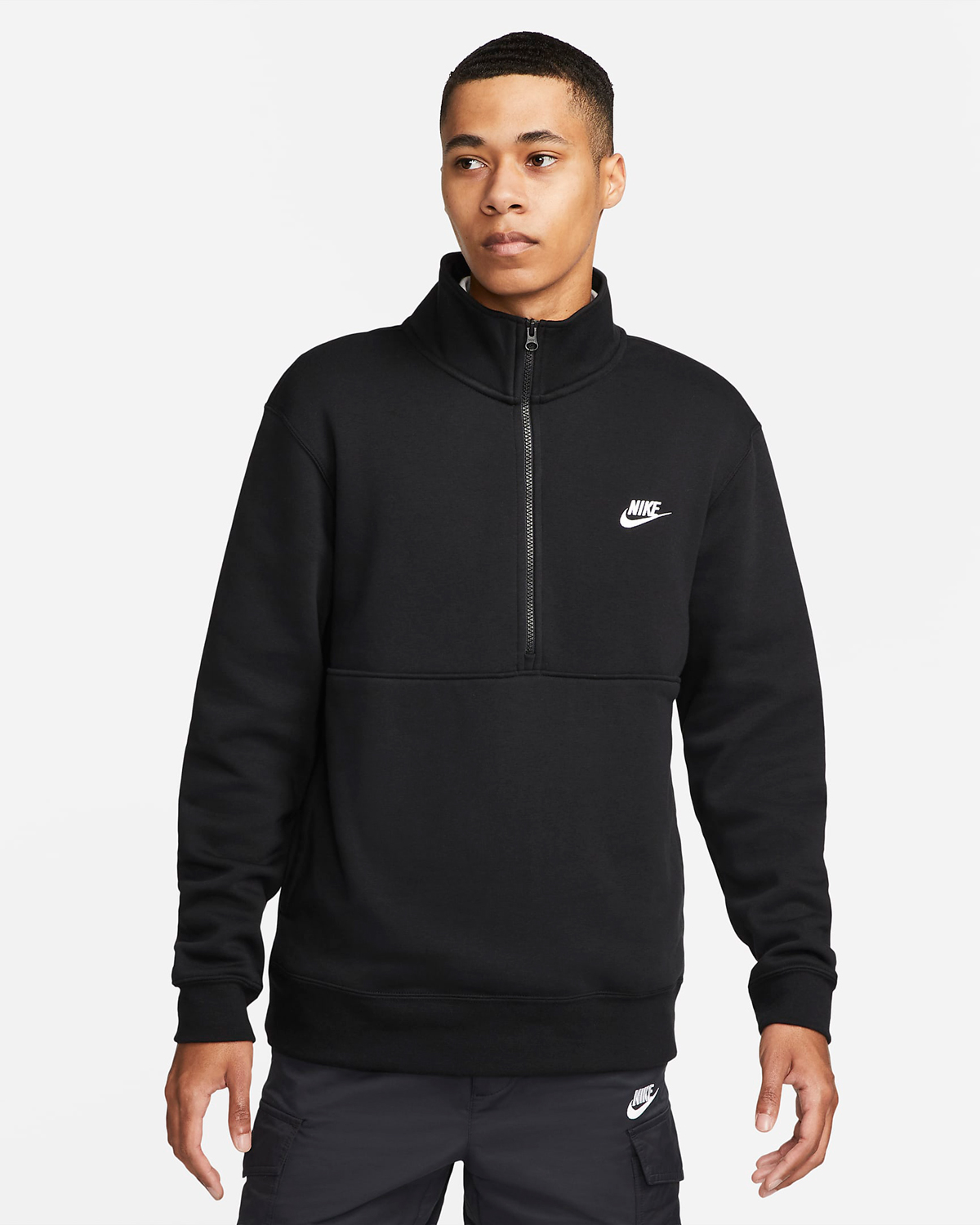 Nike-Club-Fleece-Half-Zip-Pullover-To-Black-White