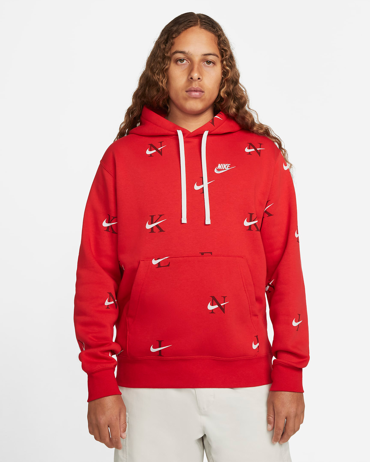 Nike-Sportswear-Club-Fleece-Monogram-Hoodie-University-Red-Grey-Fog