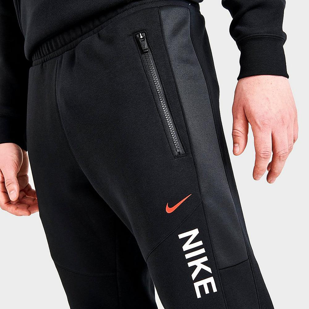 Nike-Sportswear-Hybrid-Fleece-Pants-Black-Habanero-Red-2