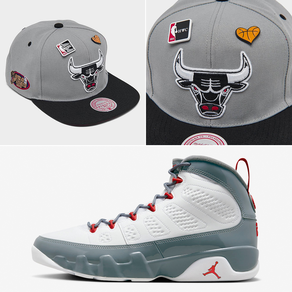 Air-Jordan-9-Fire-Red-Cool-Grey-Bulls-Hat