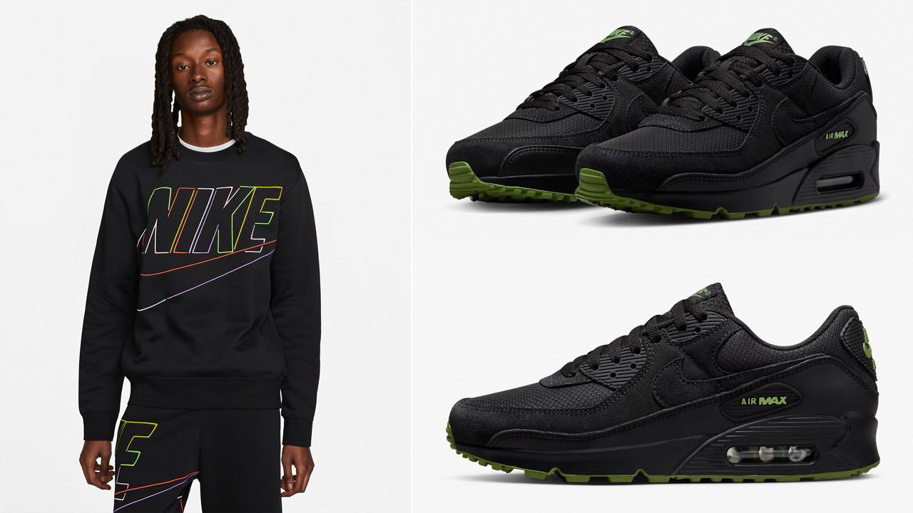Nike-Air-Max-90-Black-Chlorophyll-Shirts-Clothing-Outfits