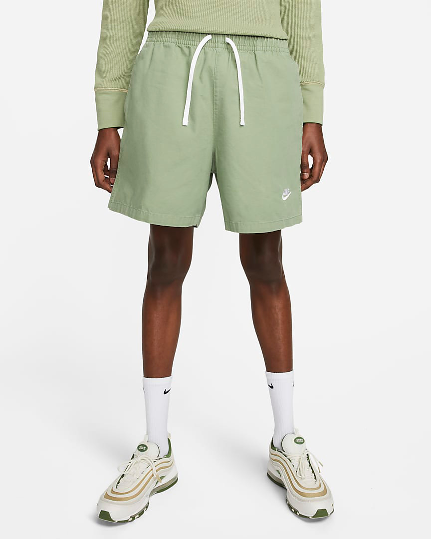 Nike-Club-Fleece-Woven-Flow-Shorts-Oil-Green