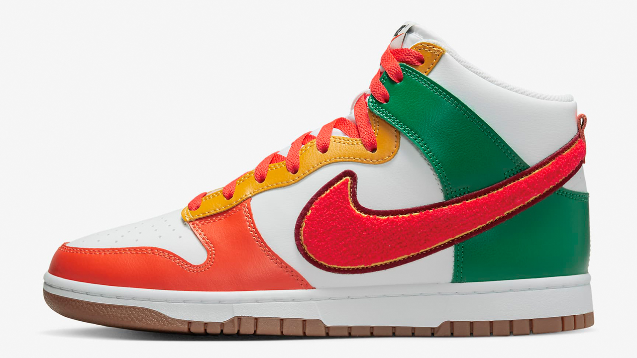 Nike-Dunk-High-Chenille-Swoosh-Habanero-Red-Release-Date