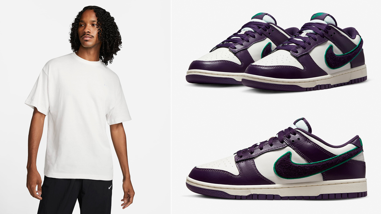 Nike-Dunk-Low-Chenille-Swoosh-Grand-Purple-Sail-Shirt-Outfit