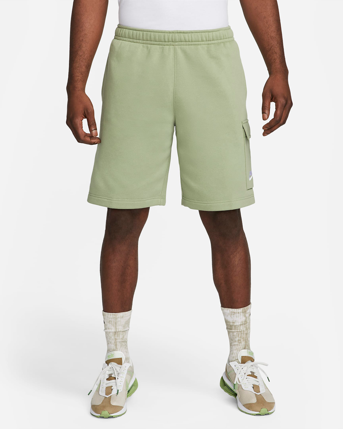 Nike-Oil-Green-Club-Fleece-Cargo-Shorts