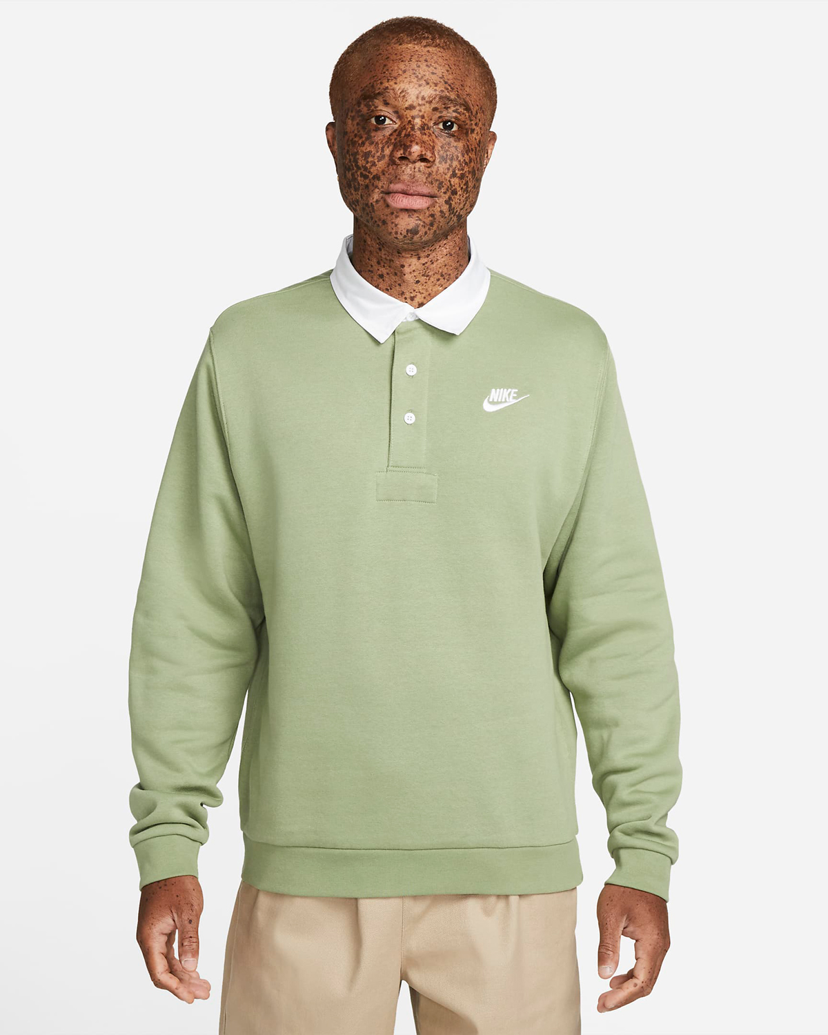 Nike-Oil-Green-Club-Fleece-Long-Sleeve-Polo