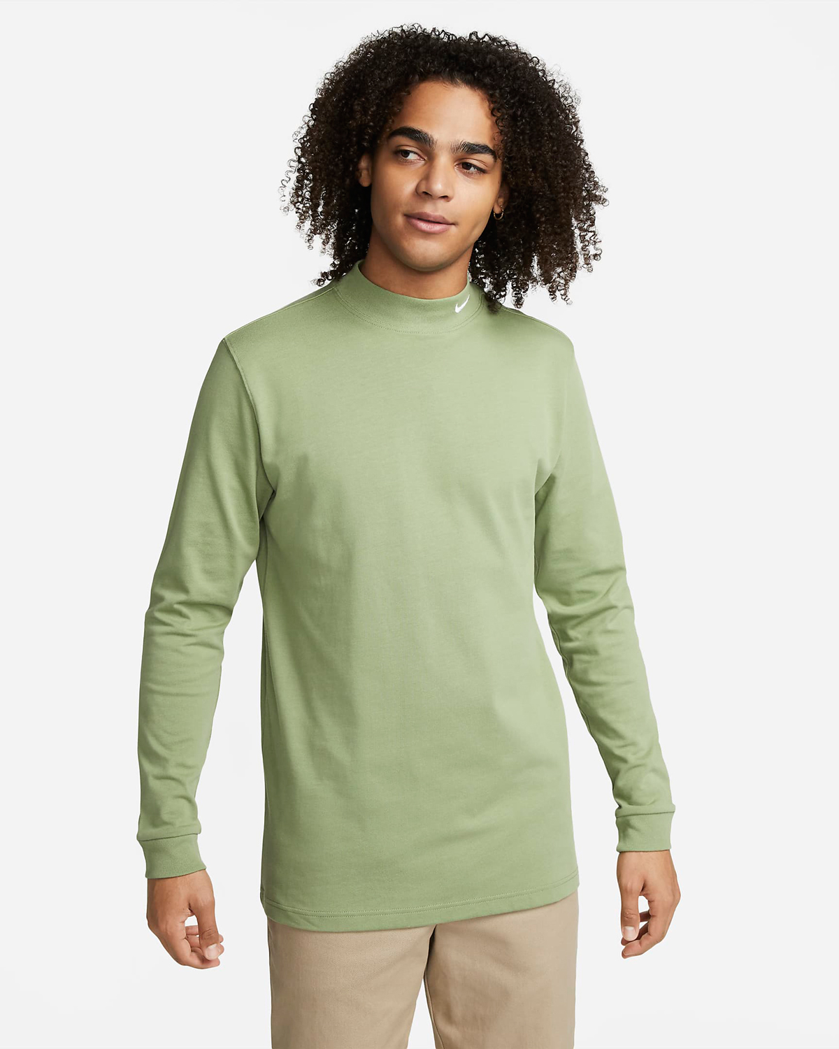 Nike-Oil-Green-Life-Long-Sleeve-Mock-Neck-Shirt