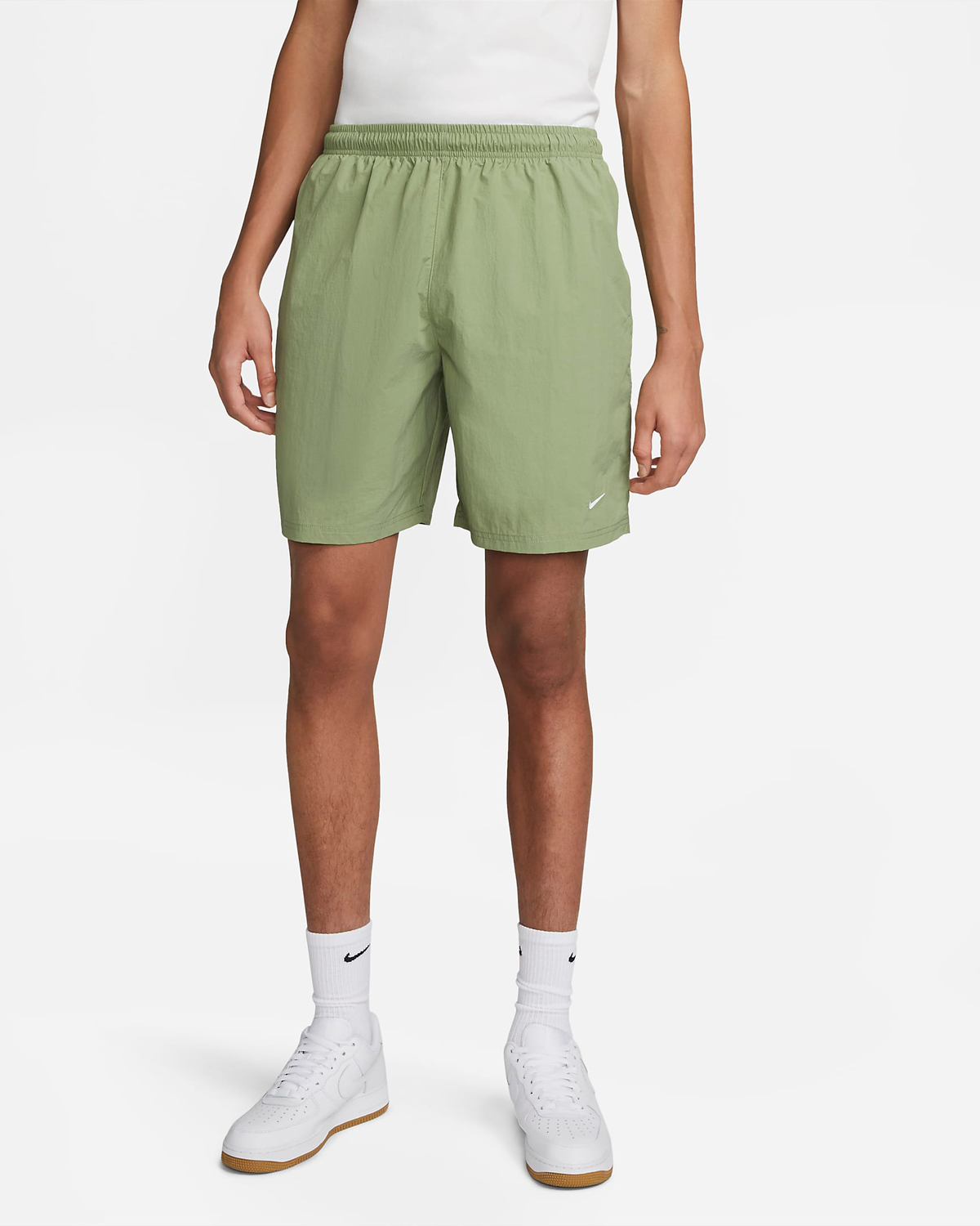 Nike-Oil-Green-Solo-Swoosh-Woven-Shorts