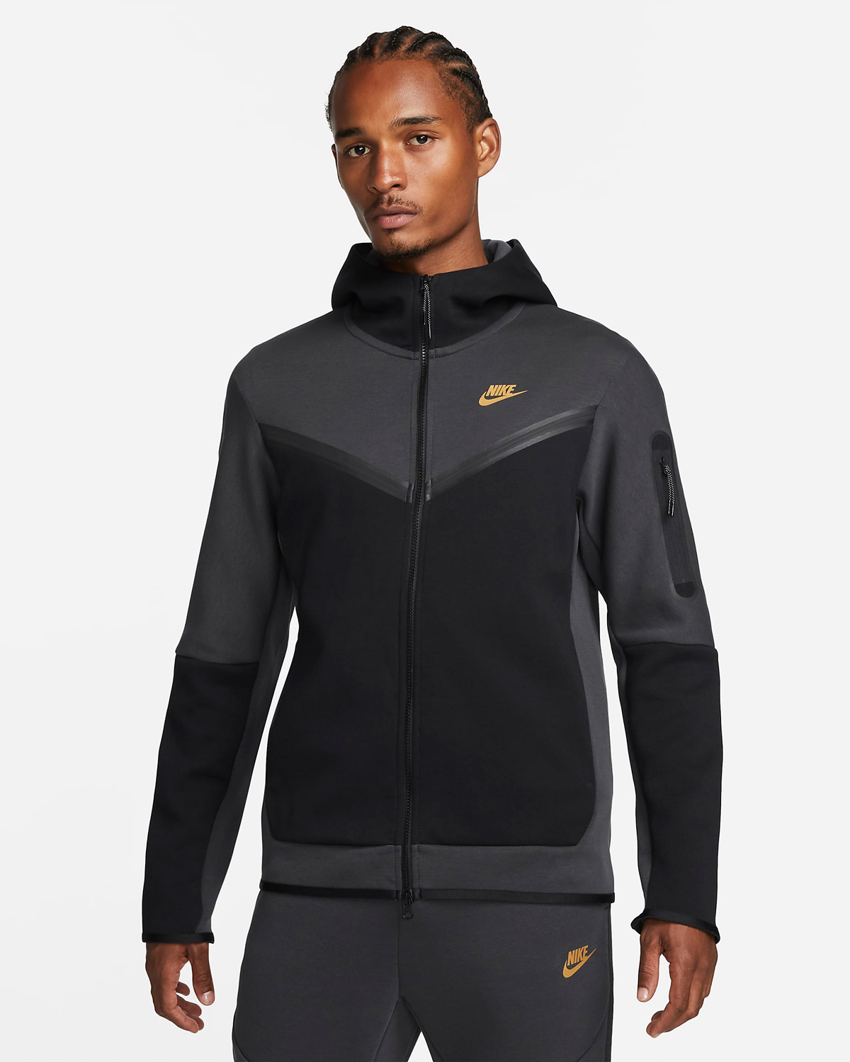 Nike-Tech-Fleece-Full-Zip-Hoodie-Black-Gold
