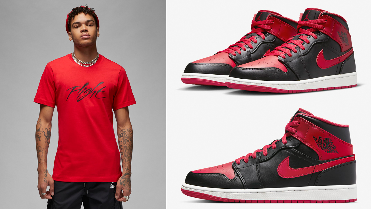 Air-Jordan-1-Mid-Black-Fire-Red-Shirts-Clothing-Outfits