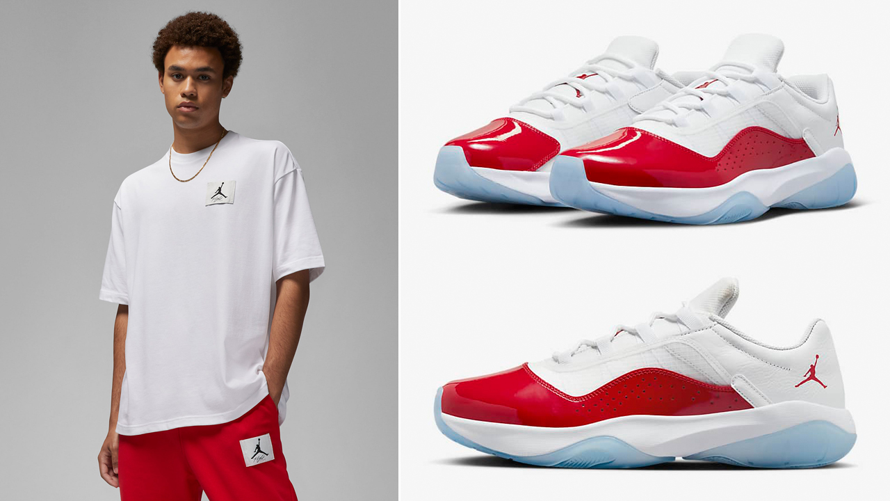 Air-Jordan-11-CMFT-Low-Cherry-White-Gym-Red-Shirts-Clothing-Oufits