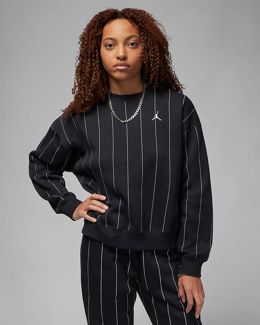 Jordan-Brooklyn-Fleece-Womens-Pinstripe-Sweatshirt-Black
