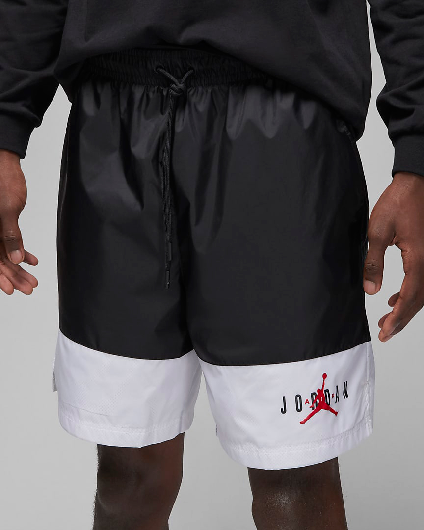 Jordan-Essentials-Woven-Shorts-Black-White-Gym-Red