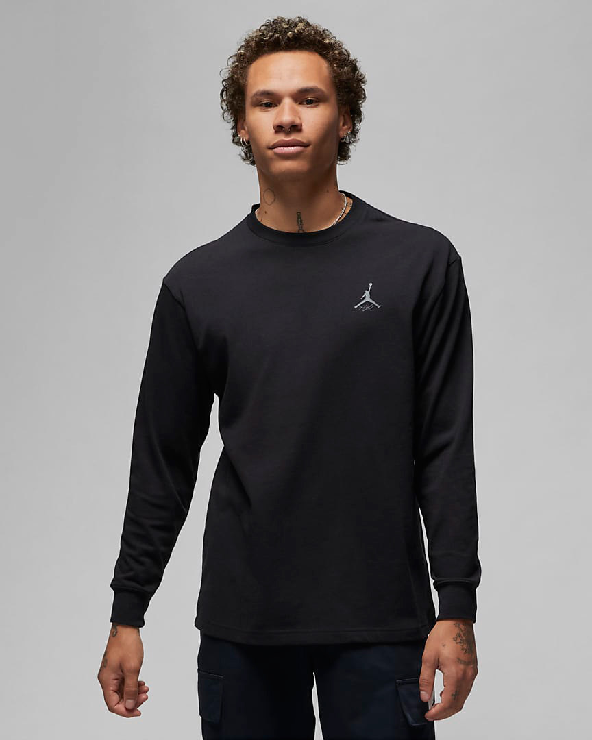Jordan-Flight-heritage-Long-Sleeve-T-Shirt-23-Logos-Black-Cement-Grey-1