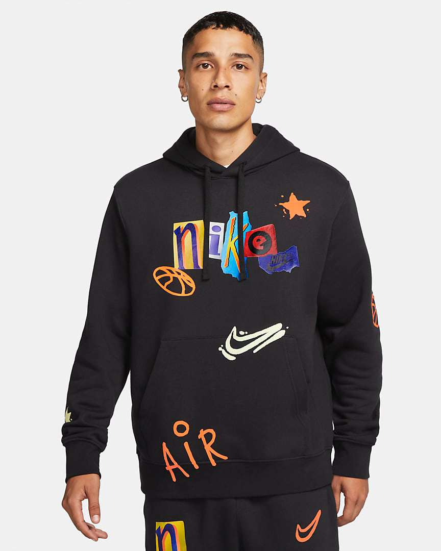 Nike-Club-Fleece-Hoodie-Collage-Lettering-Black-Multi-Color