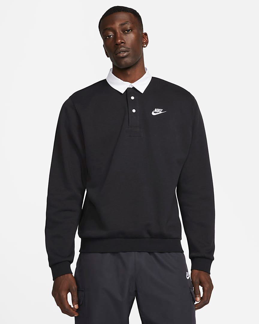 Nike-Club-Fleece-Polo-Shirt-Black-White