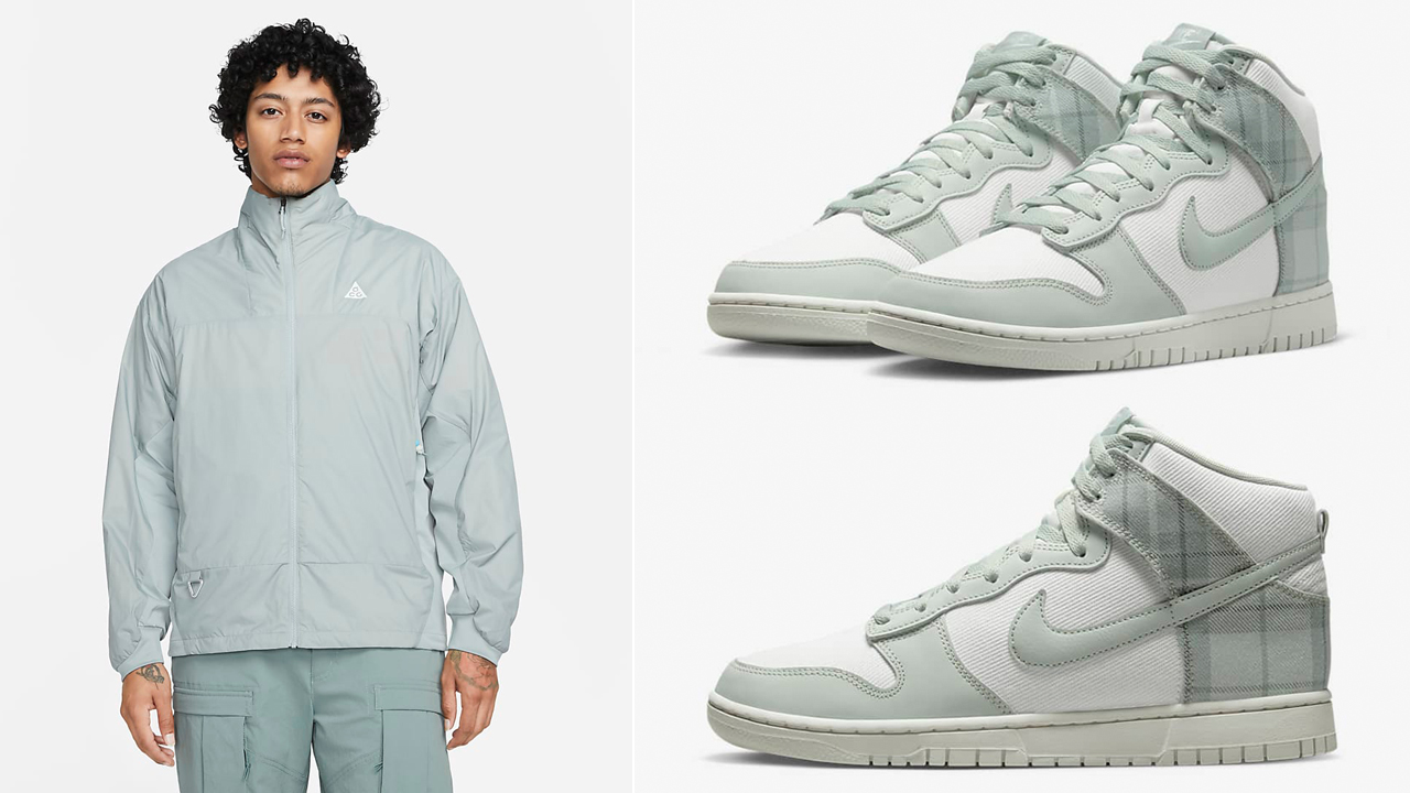 Nike-Dunk-High-Plaid-White-Light-Silver-Clothing-Shirts-Outfits