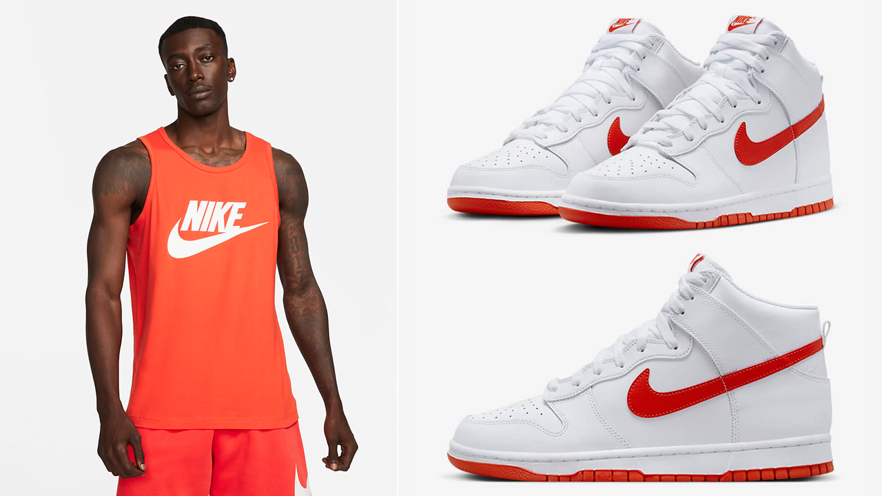 Nike-Dunk-High-Retro-White-Picante-Red-Clothing-Match