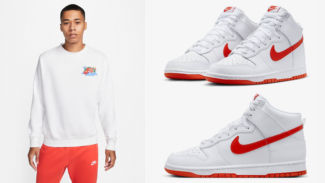 Nike-Dunk-High-Retro-White-Picante-Red-Shirts-Clothing-Outfits