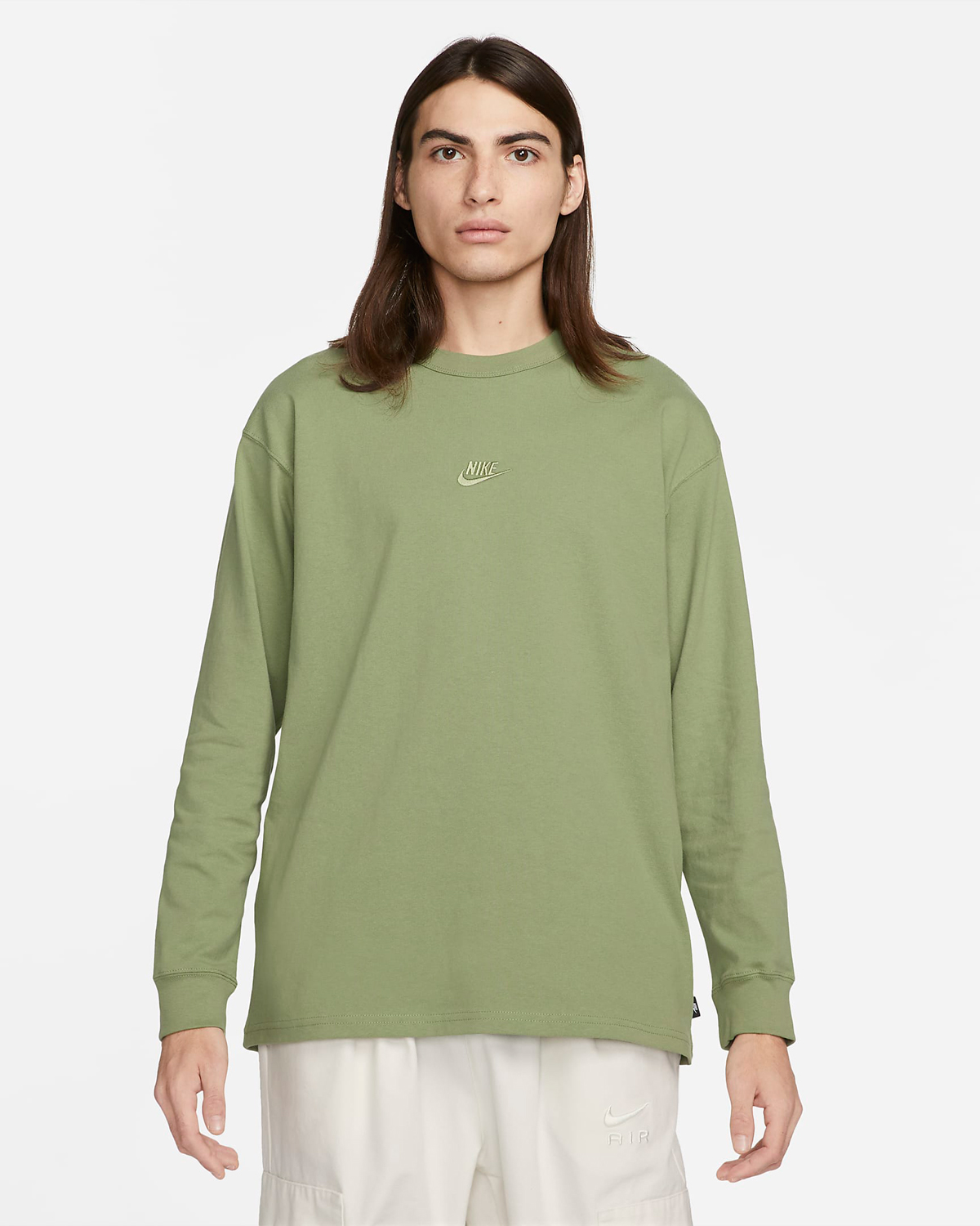 Nike Sportswear Premium Essentials Long Sleeve T Shirt Oil Green