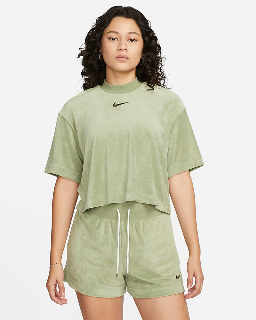 Nike-Sportswear-Womens-Short-Sleeve-Top-Oil-Green