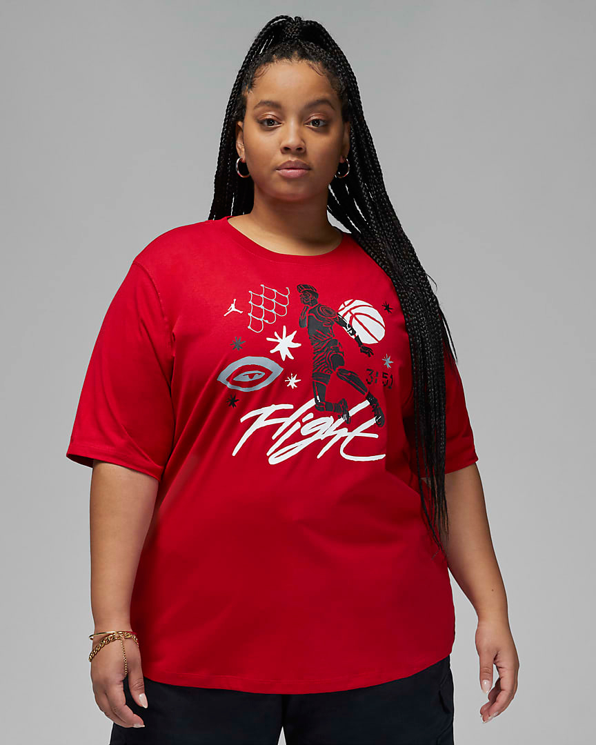 Jordan-Womens-Flight-Graphic-T-Shirt-Plus-Size-Gym-Red