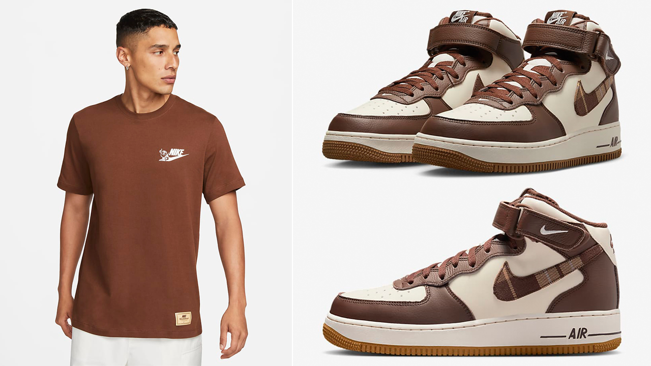 Nike-Air-Force-1-Mid-Plaid-Pale-Ivory-Cacao-Wow-Shirts-Clothing-Outfits